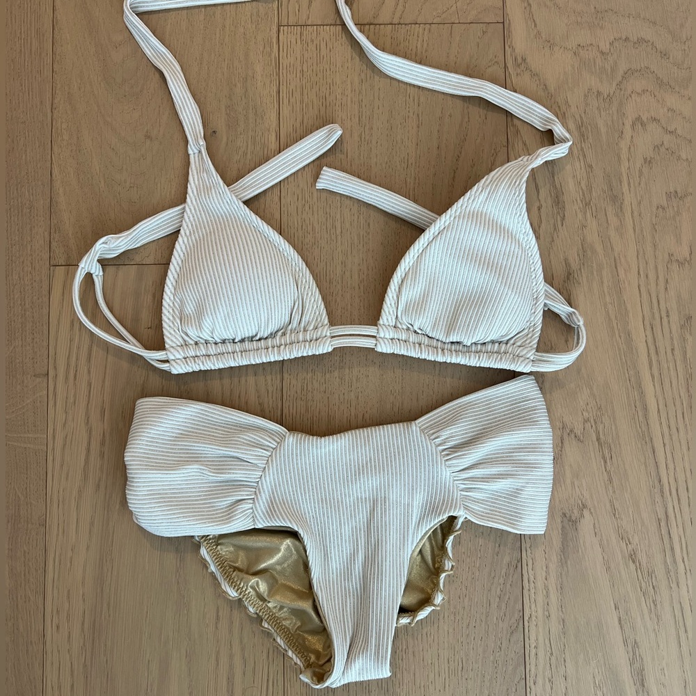 Luli Fama Gold & White Bikini
